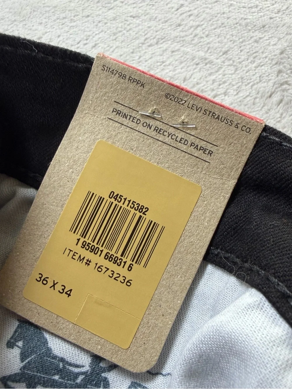 Levis 511 Slim‎ Fit Jeans Mens 36x34 Black Advanced Stretch Denim 045115382